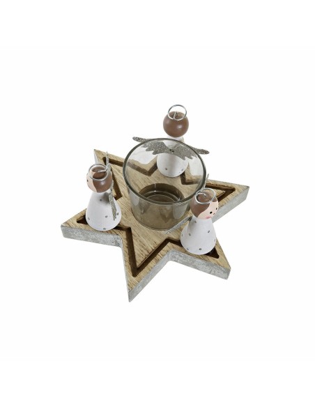 Bougeoirs de Noël DKD Home Decor Verre Bois (17 x 17 x 9 cm)