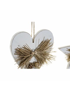 Décorations de Noël DKD Home Decor Coeur Bois Corde (12 x 3 x 12 cm) (3 pcs) 2