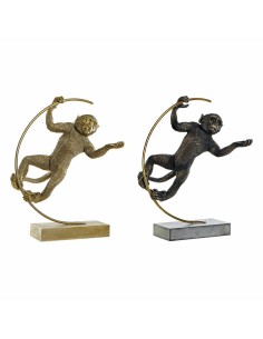 Figurine Décorative DKD Home Decor 33 x 25 x 48 cm Noir Doré Singe Moderne (2 Unités)
