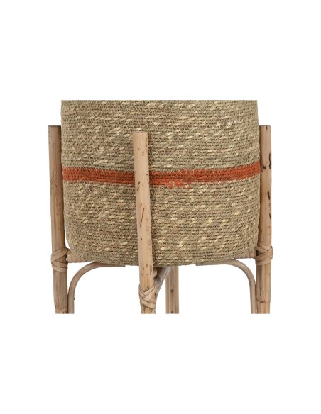 Set de pots de fleurs Home ESPRIT Naturel Jute Bois de manguier 26 X 26 X 67 cm (2 Pièces)