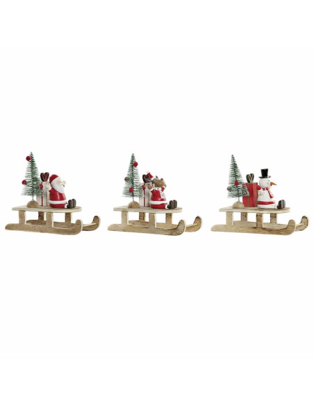 Décorations de Noël DKD Home Decor Bois Père Noël (14 x 6 x 13 cm) (3 pcs)