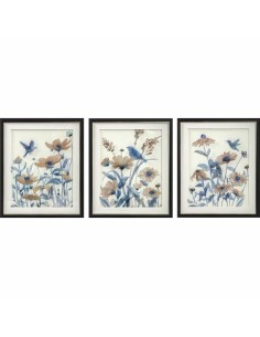 Cadre DKD Home Decor 50 x 2 x 60 cm Fleurs Shabby Chic (3 Pièces)