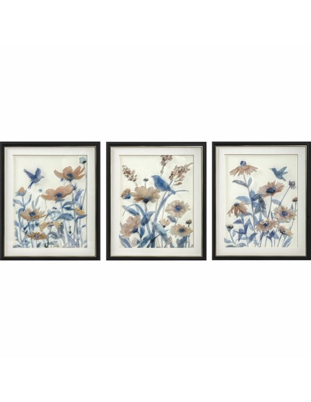 Cadre DKD Home Decor 50 x 2 x 60 cm Fleurs Shabby Chic (3 Pièces)