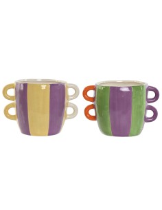 Cache-pot Home ESPRIT Multicouleur Dolomite 22,5 X 16 X 15 cm (2 Unités)