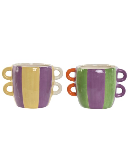 Cache-pot Home ESPRIT Multicouleur Dolomite 22,5 X 16 X 15 cm (2 Unités)