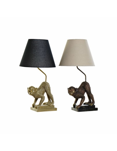 Lampe de bureau DKD Home Decor 32,5 x 30 x 60 cm Noir Beige Doré Métal Résine 220 V 50 W (2 Unités)