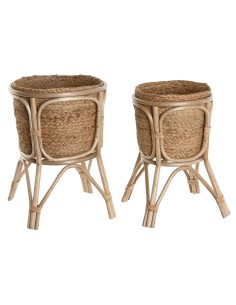 Set de pots de fleurs Home ESPRIT Naturel osier Fibre 28 x 28 x 38 cm (2 Pièces)