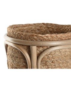 Set de pots de fleurs Home ESPRIT Naturel osier Fibre 28 x 28 x 38 cm (2 Pièces) 2
