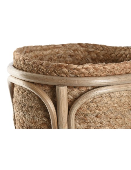 Set de pots de fleurs Home ESPRIT Naturel osier Fibre 28 x 28 x 38 cm (2 Pièces)