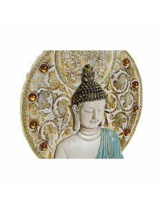 Décoration murale DKD Home Decor 20 x 4 x 30,3 cm Rouge Bleu Doré Buda Oriental (3 Pièces) 2