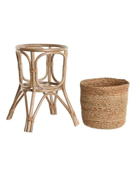 Set de pots de fleurs Home ESPRIT Naturel osier Fibre 28 x 28 x 38 cm (2 Pièces)