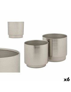 Set de pots 40055-S Argenté Fer 18 x 16,5 x 18 cm 16 x 15,5 x 16 cm (6 Unités)