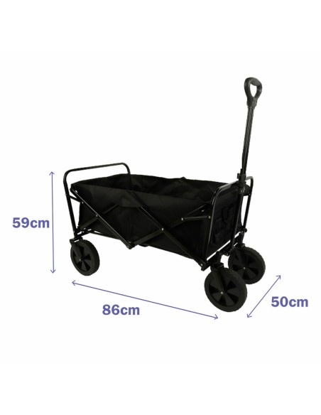 Marbueno Chariot Pliable Multiusages Acier 150 KG Noir Jardin, Plage, Camping 86X50X59 cm