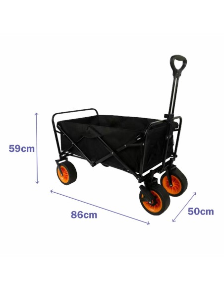 Marbueno Chariot Multiusages Pliable Acier 200 KG Noir Jardin, Plage, Camping 86X50X59 cm