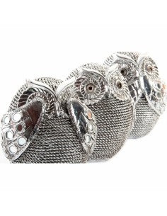 Figurine Décorative DKD Home Decor Multicouleur Argenté Hibou Chrome 12 x 11 x 14 cm (3 Unités) 2