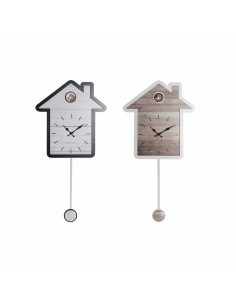 Horloge Murale DKD Home Decor 32 x 5 x 56 cm Naturel Blanc Plastique Maison Bois MDF (2 Unités)