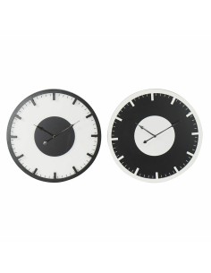 Horloge Murale DKD Home Decor 50 x 3,5 x 50 cm Noir Blanc Vintage Bois MDF (2 Unités)
