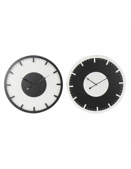 Horloge Murale DKD Home Decor 50 x 3,5 x 50 cm Noir Blanc Vintage Bois MDF (2 Unités)
