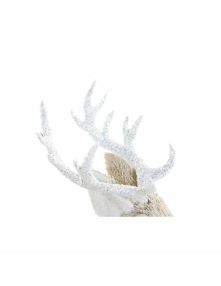 Décorations de Noël DKD Home Decor Beige Polyester Blanc polystyrène Renne (9 x 24 x 33 cm)