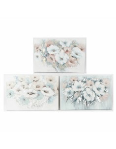 Cadre DKD Home Decor 120 x 3,5 x 80 cm Fleurs Shabby Chic (3 Pièces)