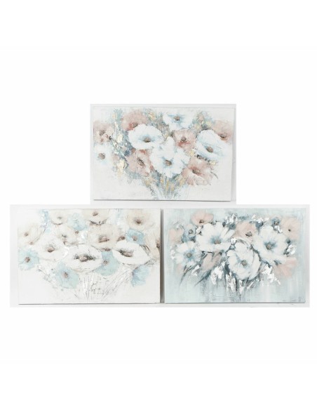 Cadre DKD Home Decor 120 x 3,5 x 80 cm Fleurs Shabby Chic (3 Pièces)