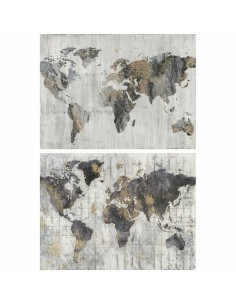 Cadre DKD Home Decor 120 x 4 x 90 cm Loft Mappemonde (2 Unités)