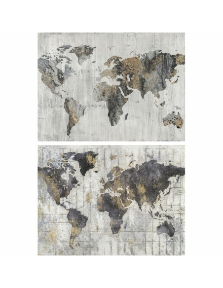 Cadre DKD Home Decor 120 x 4 x 90 cm Loft Mappemonde (2 Unités)