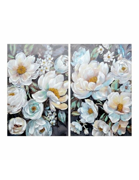 Cadre DKD Home Decor Fleurs 80 x 3 x 120 cm Romantique (2 Unités)