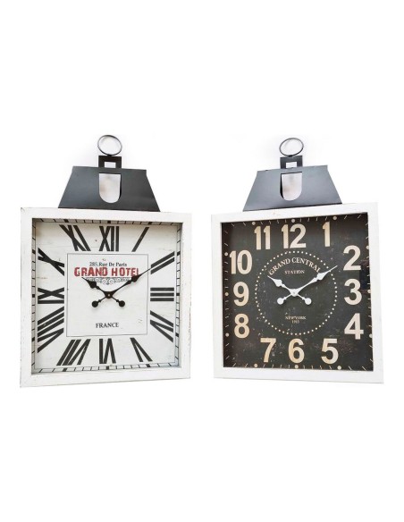 Horloge Murale DKD Home Decor 60 x 6 x 89 cm Verre Noir Blanc Fer Traditionnel Bois MDF (2 Unités)
