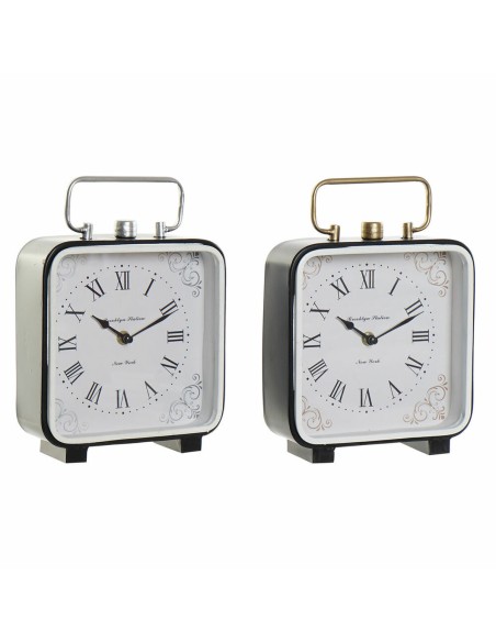 Horloge de table DKD Home Decor 19 x 7 x 27 cm Verre Noir Bleu Blanc Fer (2 Unités)