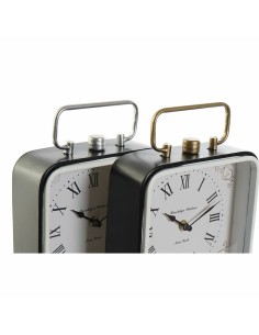 Horloge de table DKD Home Decor 19 x 7 x 27 cm Verre Noir Bleu Blanc Fer (2 Unités) 2