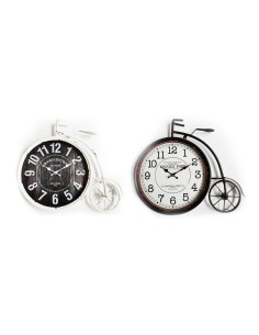Horloge Murale DKD Home Decor 60 x 6 x 50 cm Verre Noir Bicyclette Blanc Fer Vintage (2 Unités)