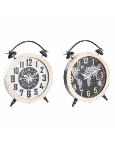 Horloge de table DKD Home Decor 41 x 6,5 x 52,5 cm Verre Naturel Noir Blanc Fer Vintage Bois MDF (2 Unités)