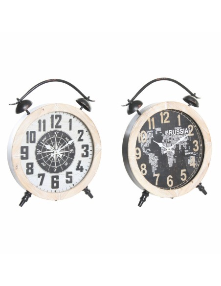 Horloge de table DKD Home Decor 41 x 6,5 x 52,5 cm Verre Naturel Noir Blanc Fer Vintage Bois MDF (2 Unités)