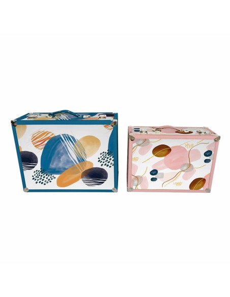 Set de boîtes décoratives DKD Home Decor Abstrait Bois Polyester (43 x 19 x 34 cm) (2 pcs)