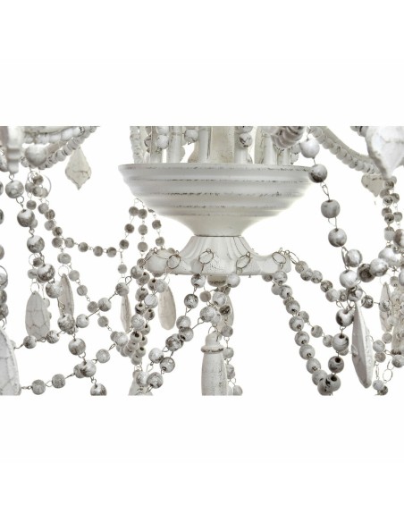 Suspension DKD Home Decor Blanc Métal Plastique 40 W Romantique Décapé 220 V 70 x 70 x 63 cm