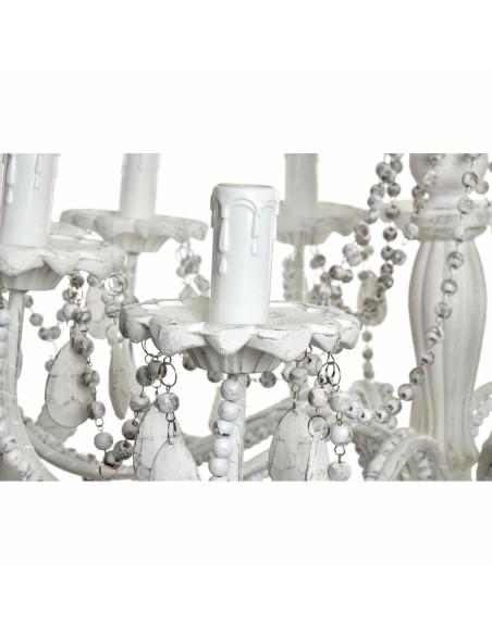 Suspension DKD Home Decor Blanc Métal Plastique 40 W Romantique Décapé 220 V 70 x 70 x 63 cm