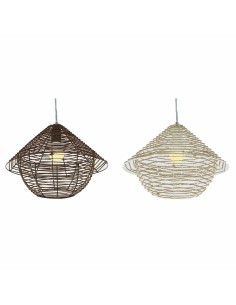Suspension DKD Home Decor Blanc Marron Noir Naturel Métal Corde Plastique 50 W 220 V Urbaine 38 x 38 x 27 cm (2 Unités)