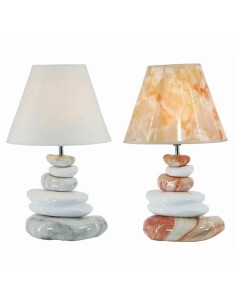 Lampe de bureau DKD Home Decor Gris Marron Polyester Grès (2 pcs) (28 x 28 x 48 cm)