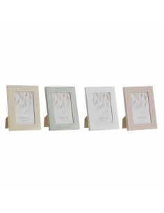 Cadre photo DKD Home Decor Urban Verre Beige Rose Blanc Vert PS (14,5 x 2 x 19,5 cm) (4 Unités)
