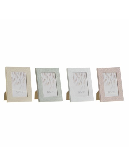 Cadre photo DKD Home Decor Urban Verre Beige Rose Blanc Vert PS (14,5 x 2 x 19,5 cm) (4 Unités)