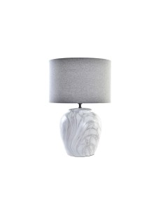 Lampe de bureau DKD Home Decor Toile Céramique Gris Blanc (38 x 38 x 58 cm)