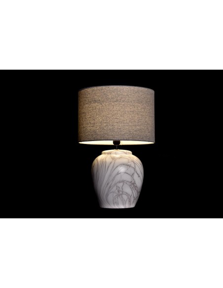 Lampe de bureau DKD Home Decor Toile Céramique Gris Blanc (38 x 38 x 58 cm)