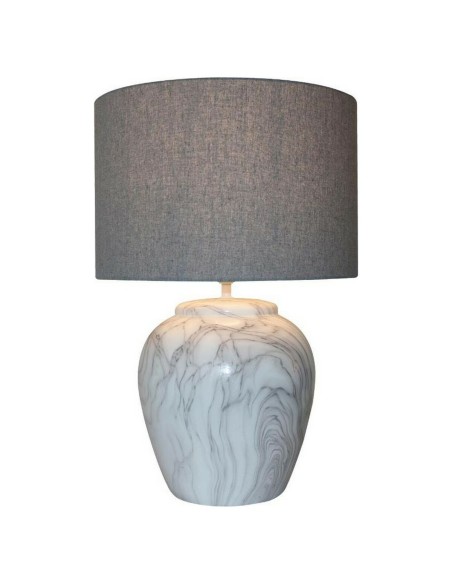 Lampe de bureau DKD Home Decor Toile Céramique Gris Blanc (38 x 38 x 58 cm)