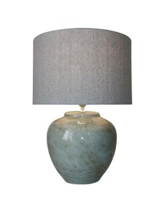 Lampe de bureau DKD Home Decor Toile Céramique Gris (42 x 42 x 60 cm)