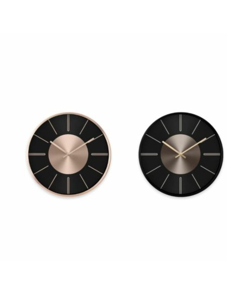 Horloge Murale DKD Home Decor Noir Cuivre Argenté Aluminium Plastique Moderne 30 x 4 x 30 cm (2 Unités)