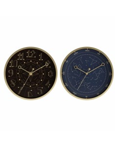 Horloge Murale DKD Home Decor Bleu Noir Aluminium Plastique Moderne 30 x 4 x 30 cm (2 Unités)