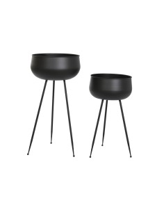 Set de pots de fleurs DKD Home Decor 34 x 34 x 70 cm Noir Métal