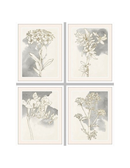 Cadre DKD Home Decor 55 x 2,5 x 70 cm Fleurs Romantique (4 Pièces)
