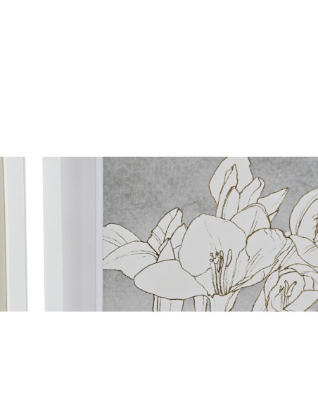 Cadre DKD Home Decor 55 x 2,5 x 70 cm Fleurs Romantique (4 Pièces)